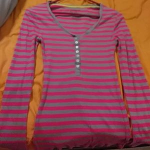 Long sleeve gray and pink shirt